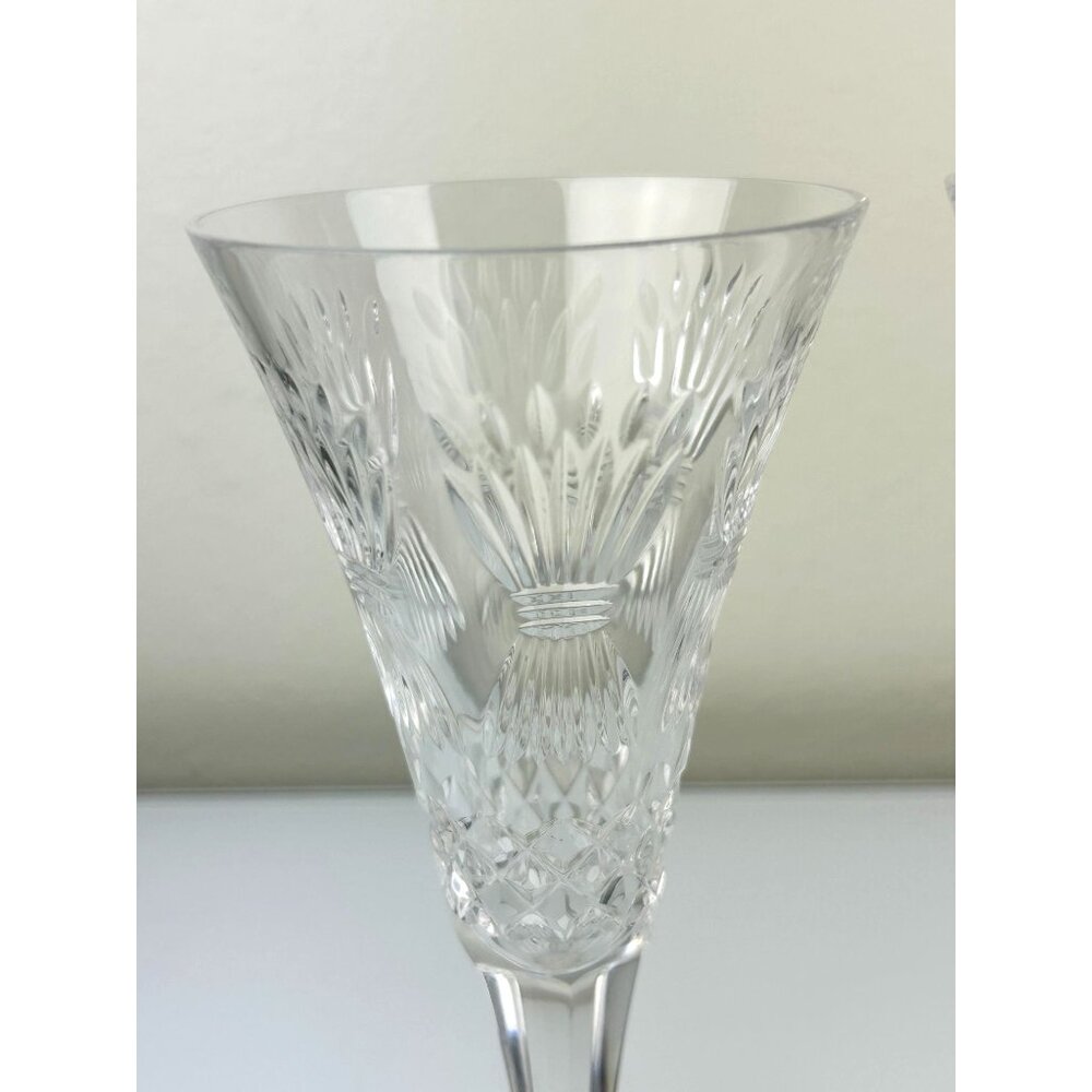 2 Waterford Crystal Millennium Wheat PROSPERITY Toasting Champagne Flutes 9.25" - Picture 3 of 16